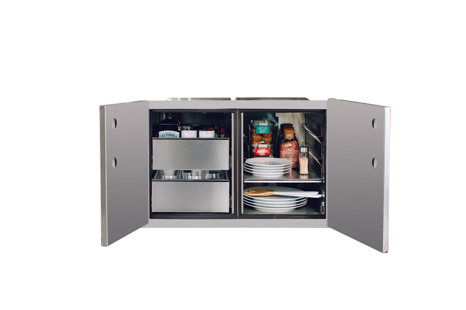 36" 2-Drawer Dry Storage Pantry & Enclosed Cabinet Combo