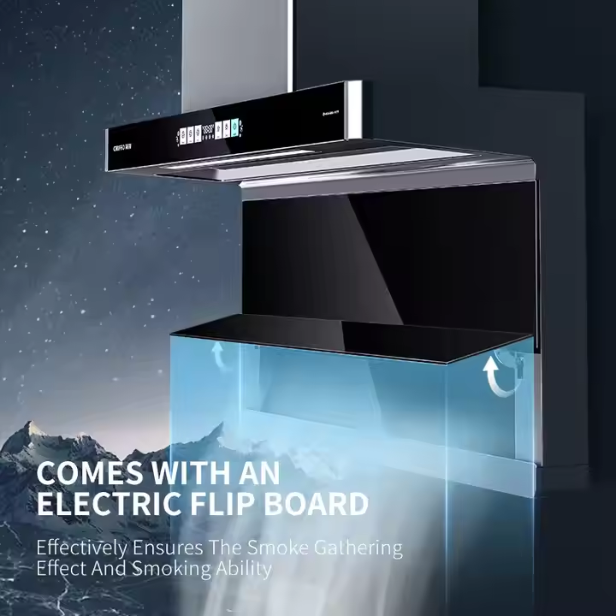 Catesan Aeris Pro 90 Black Glass Chimney Hood