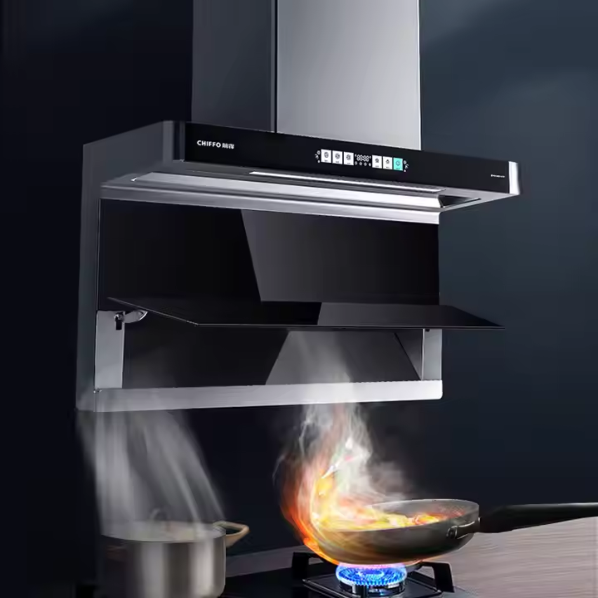 Catesan Aeris Pro 90 Black Glass Chimney Hood