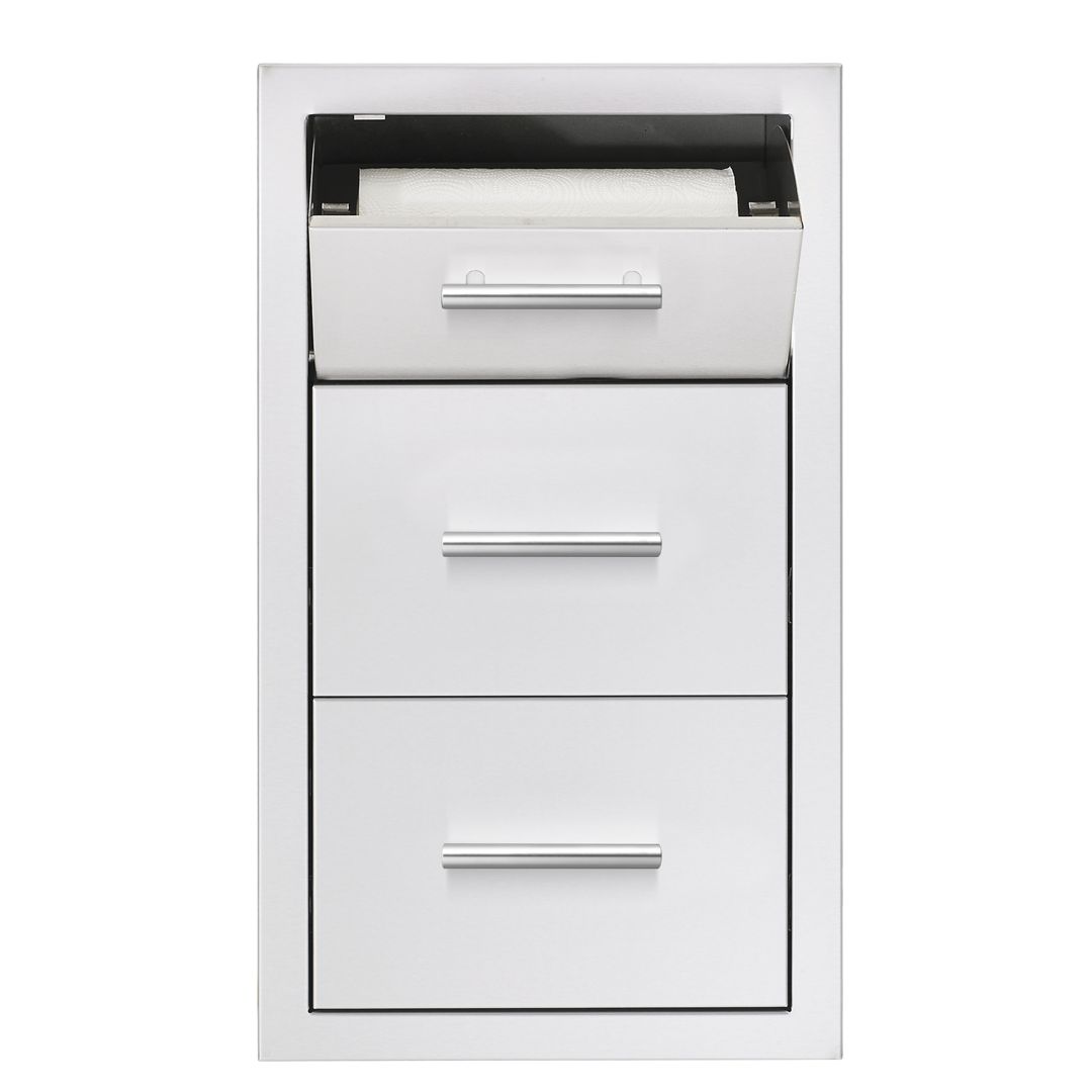 17" Vertical 2-Drawer & Paper Towel Holder Combo Masonry Frame